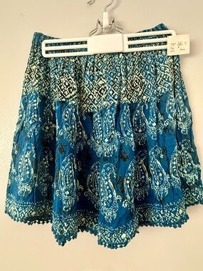 Blue Boho Ruffle Mini Skirt 🦋 Whimsigoth / Cottagecore Tiered Skirt